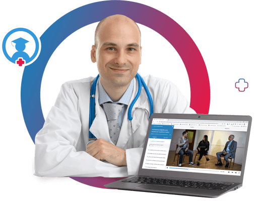 doctor exitoso usando la plataforma medica en linea de doctoranytime